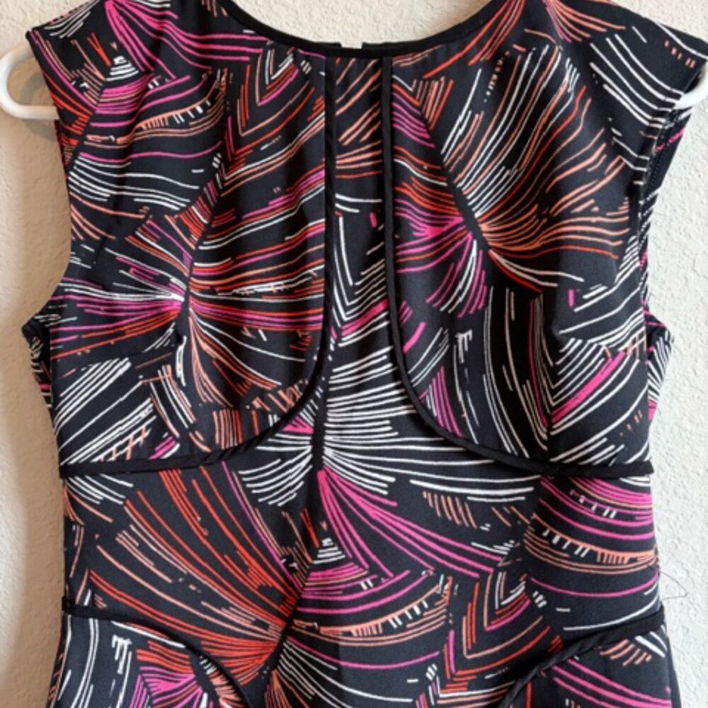 London Times Dress Womens Black Abstract Print Size 4 Fit & Flare Mod Preppy - Picture 4 of 11
